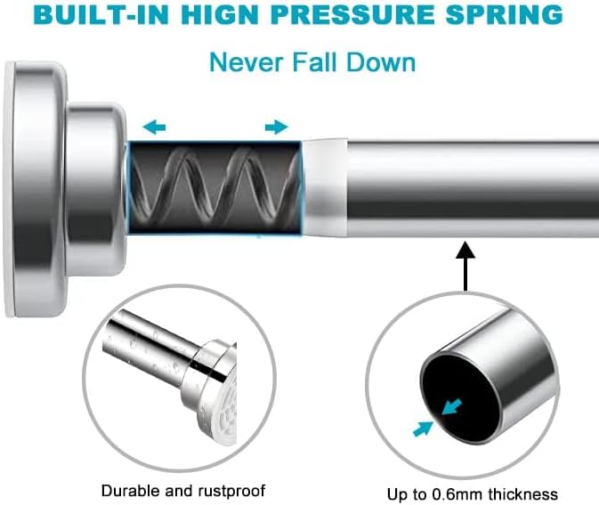 Stainless Steel Tension Curtain Rod Adjustable Pole