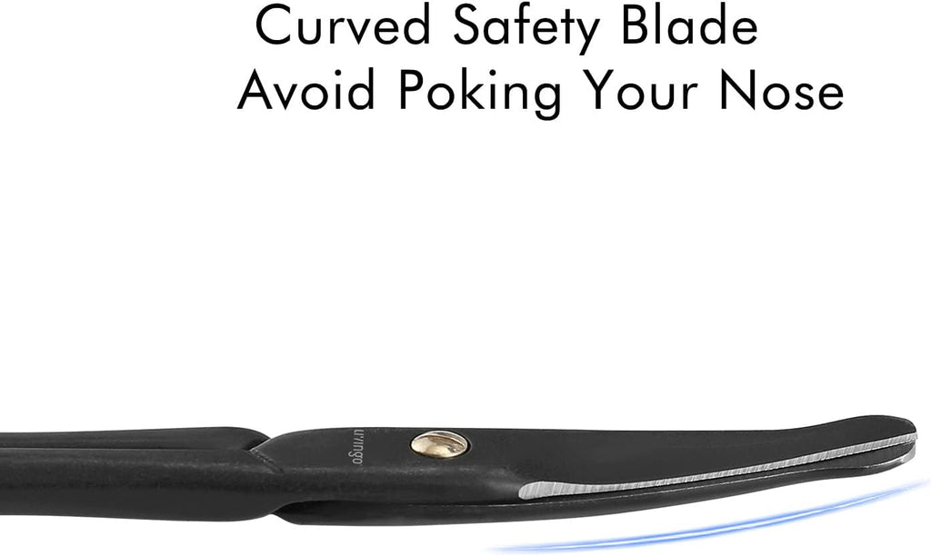 LIVINGO Premium Nose Hair Scissors Curved Safety Blades