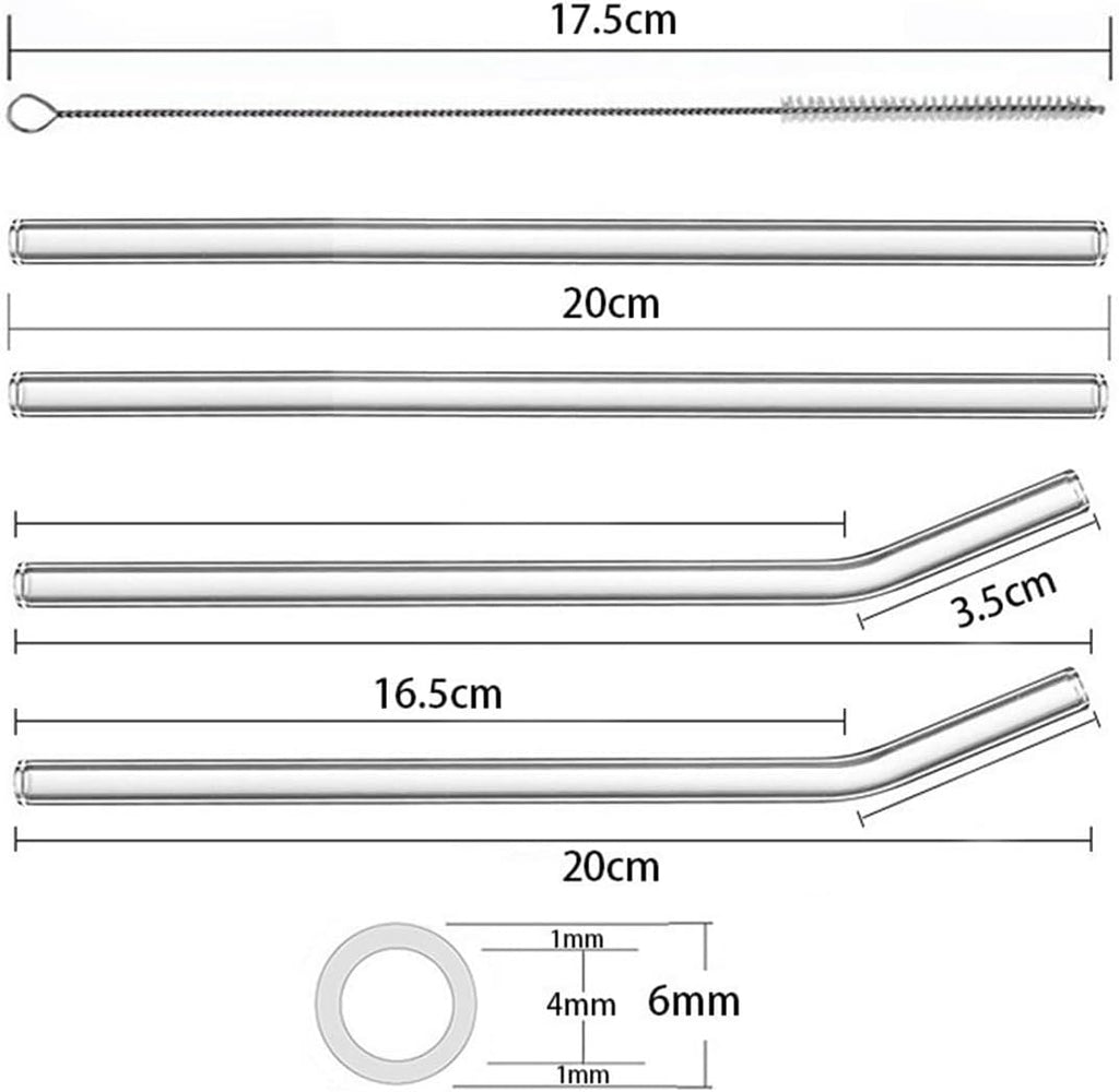 ECVV Glass Transparent Straw Set Healthy Eco Friendly