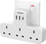6 in 1 Power Strip Extension Plug with USB C Charger