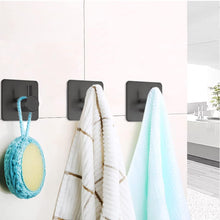 Load image into Gallery viewer, Black Adhesive Towel Hooks Heavy Duty Stick on Wall