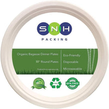 Load image into Gallery viewer, Eco Friendly Bagasse Biodegradable Plate 10 Inch Disposable