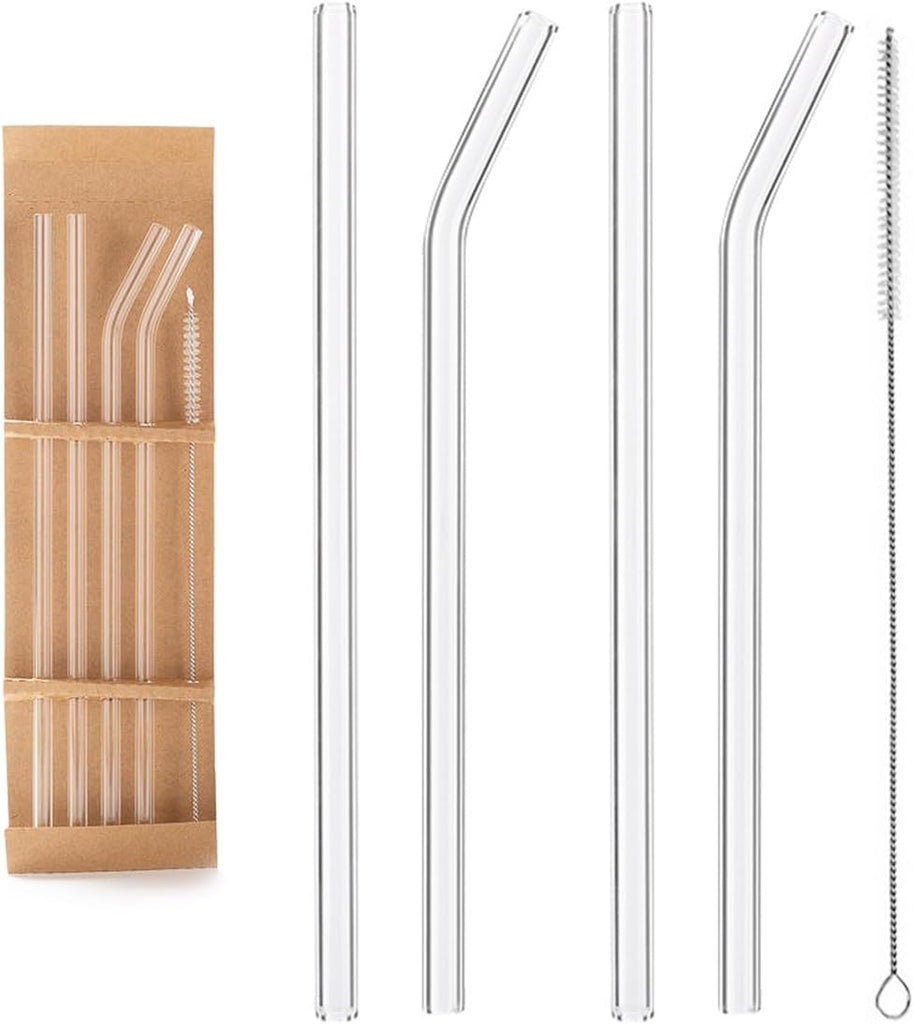 ECVV Glass Transparent Straw Set Healthy Eco Friendly