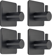 Load image into Gallery viewer, Black Adhesive Towel Hooks Heavy Duty Stick on Wall