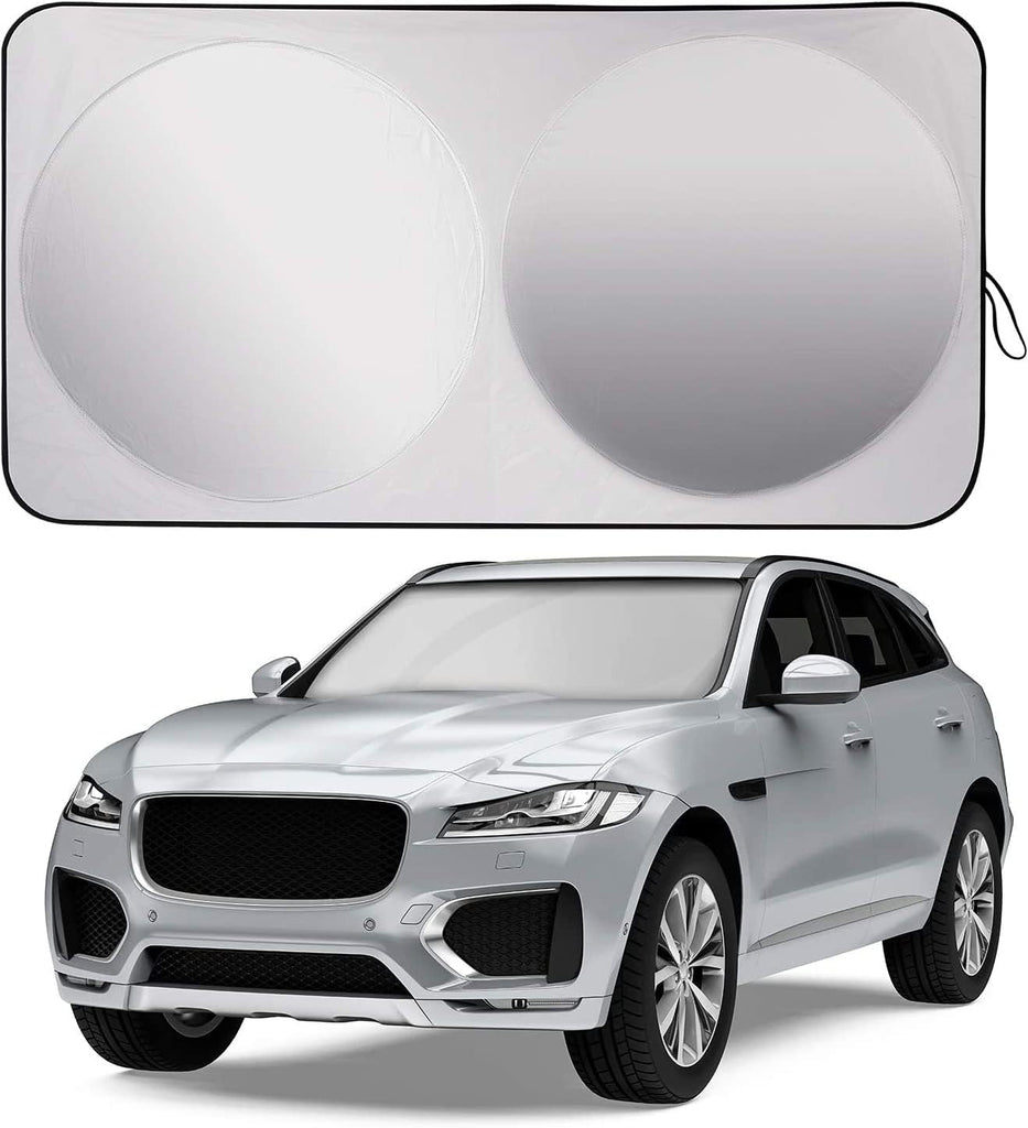 Car Windshield Sun Shade with Storage Pouch for Vehicle