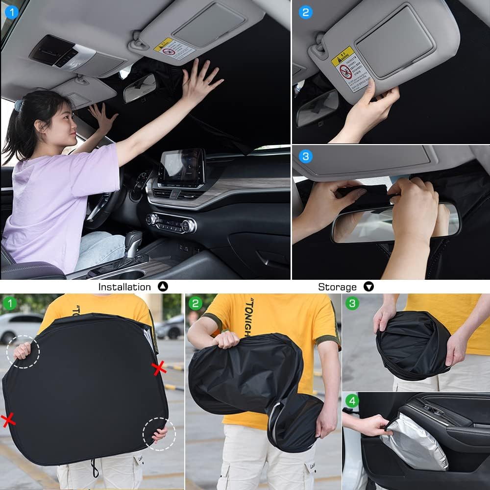 Rescien Foldable Car Windshield Sunshade Front Window Blocks UV Rays