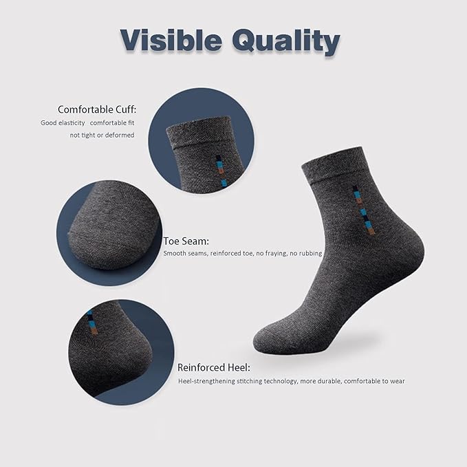 Infinos Cotton Mens Socks Mid Calf Formal Moisture Wicking