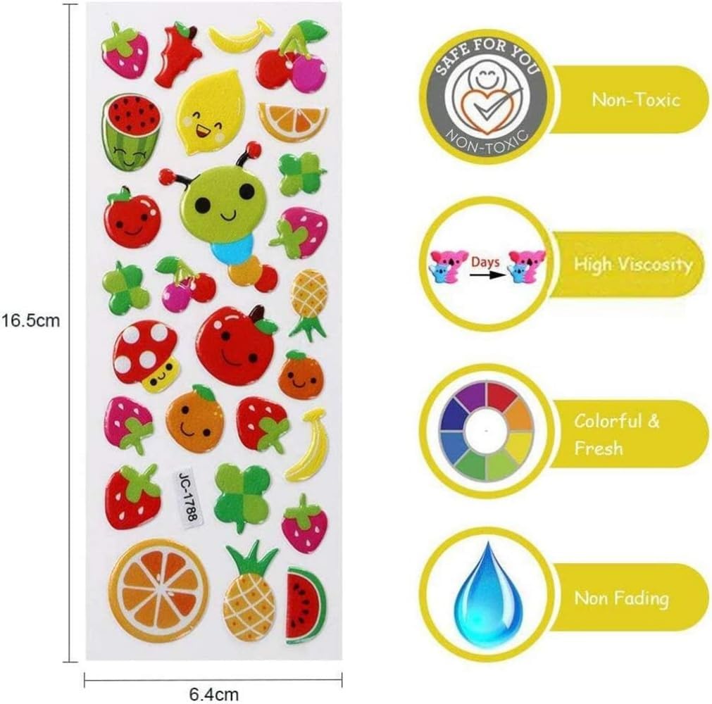 Mumoo Bear 3D Stickers for Kids Puffy Stickers Variety Sheets