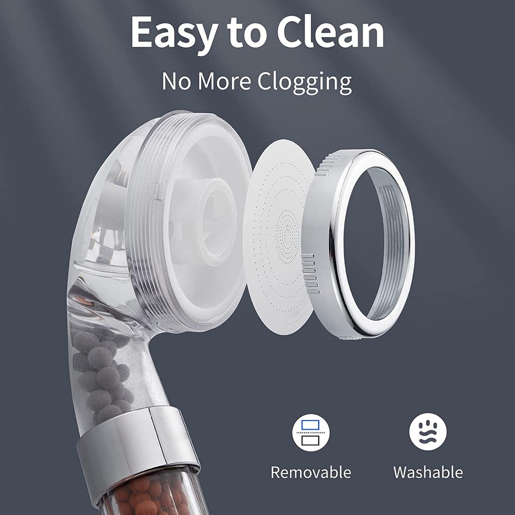 Filtered Hand Held Shower Head Ionic Reduces Hair Loss Purifies Water