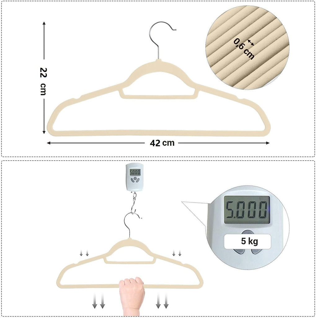 Red Dot Gift Beige Non Slip Velvet Hangers With Rotatable Hook