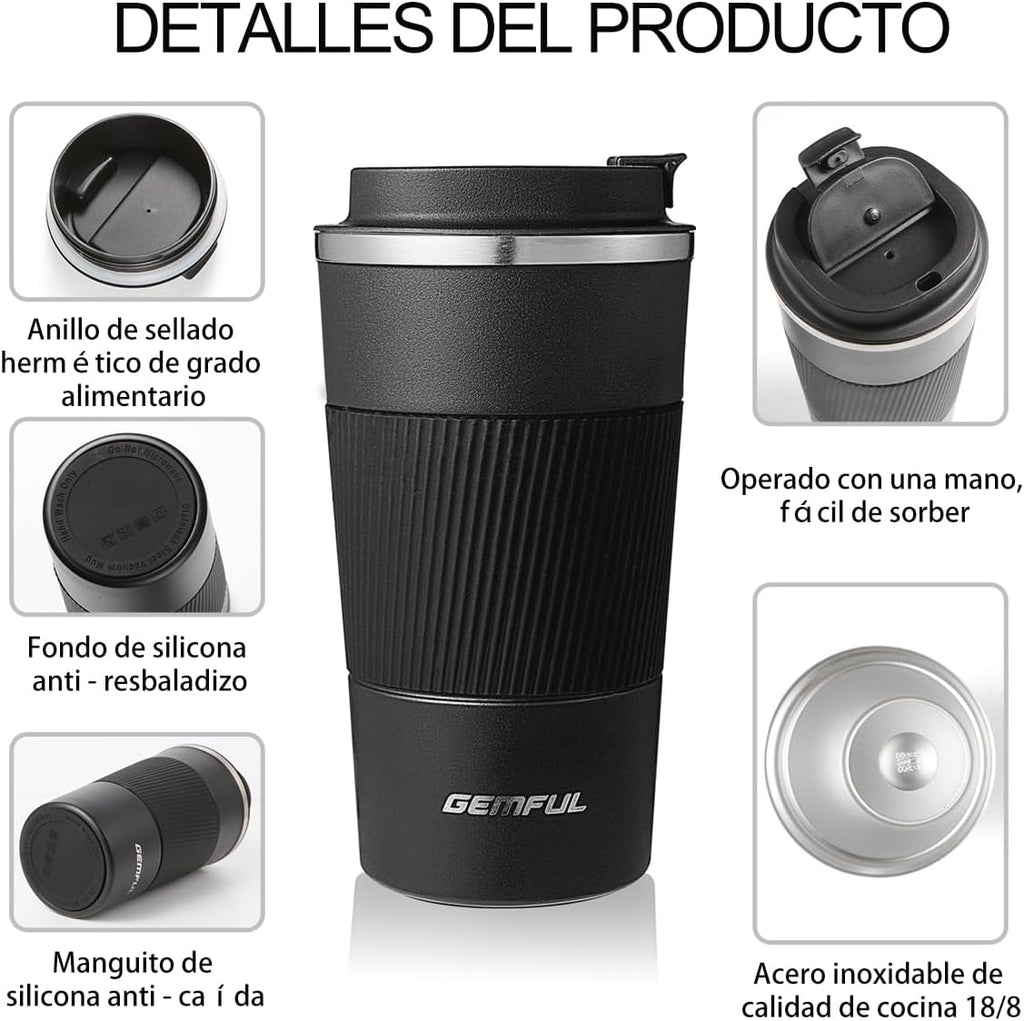 GEMFUL Travel Coffee Mug Stainless Steel Vacuum Insulated Tumbler