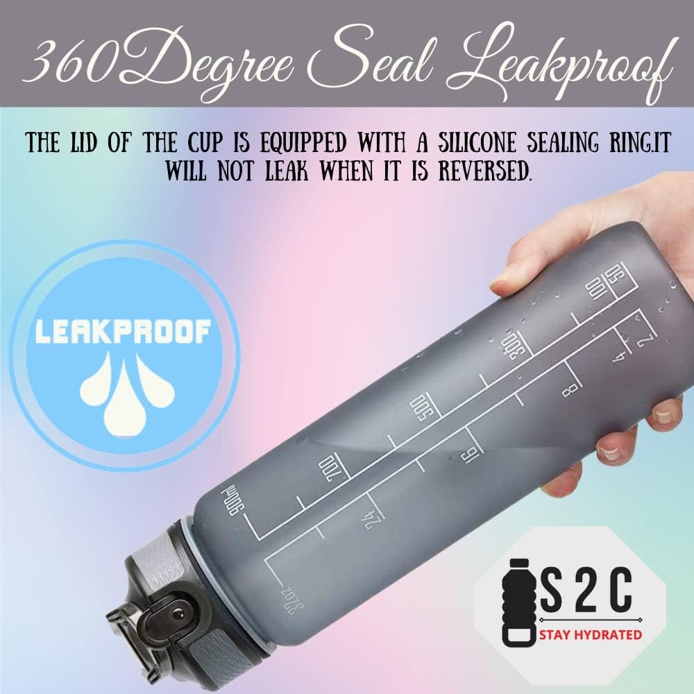 Motivational Large Water Bottle Tritan Plastic Leak Proof