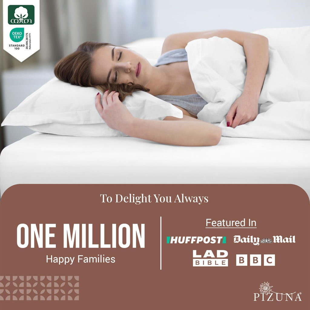 Pizuna Pure Combed Cotton King Fitted Sheet White