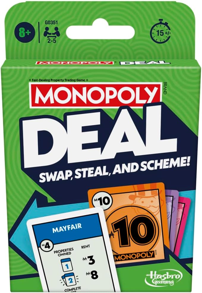 Monopoly Deal Card Game Quick Fun for Families Ages 8 Up