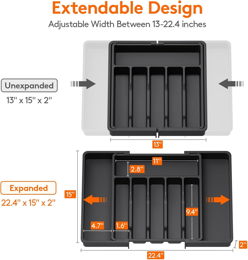 Lifewit Silverware Drawer Organizer Utensil Tray