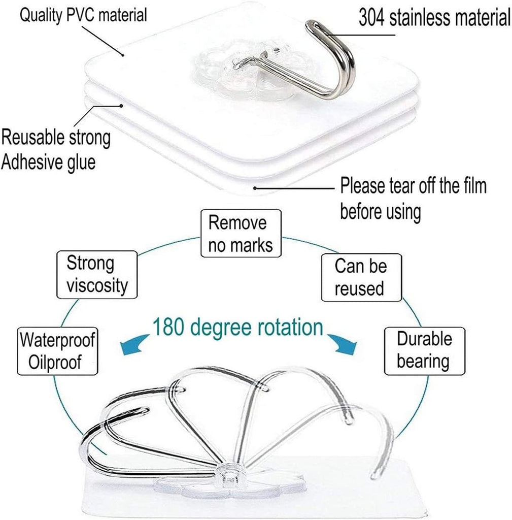 Adhesive Hooks Heavy Duty Wall Hooks 20 Pack