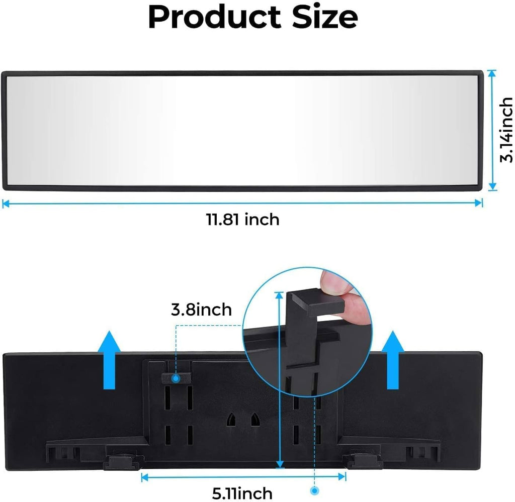 Rear View Mirror Universal Panoramic Convex Interior Clipon Wide Angle