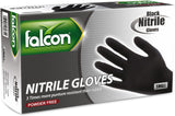 Falcon Nitrile Gloves Black Powder Free Small