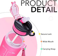Load image into Gallery viewer, Sports Water Bottle with Time Marker and Straw