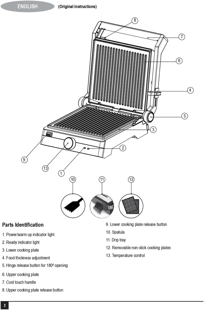 BLACKDECKER Family Health Grill 180 Hinge 2000W