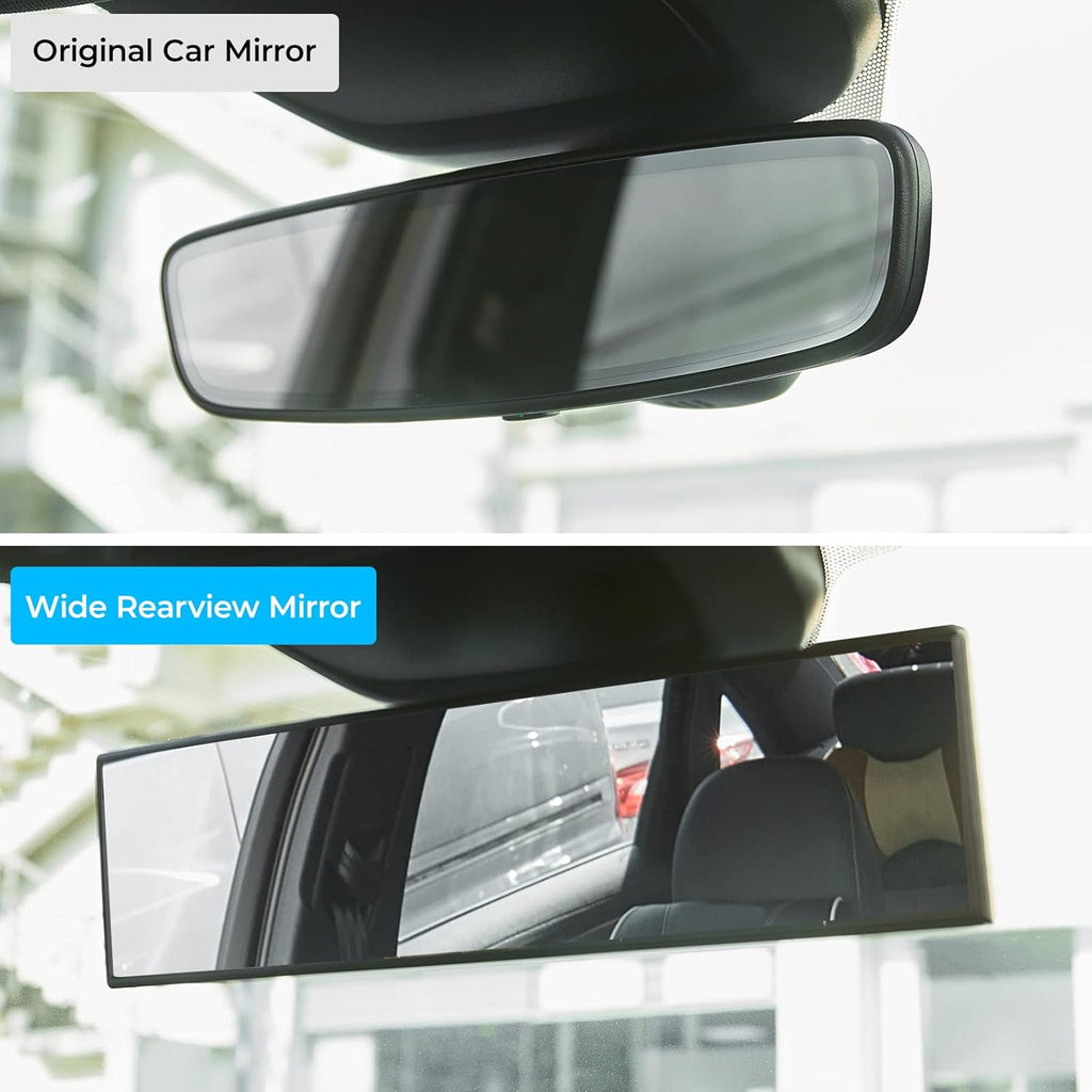 Rear View Mirror Universal Panoramic Convex Interior Clipon Wide Angle