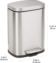 Load image into Gallery viewer, Amazon Basics Smudge Resistant Trash Can Stainless Steel