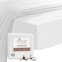 Load image into Gallery viewer, Pizuna Pure Combed Cotton King Fitted Sheet White
