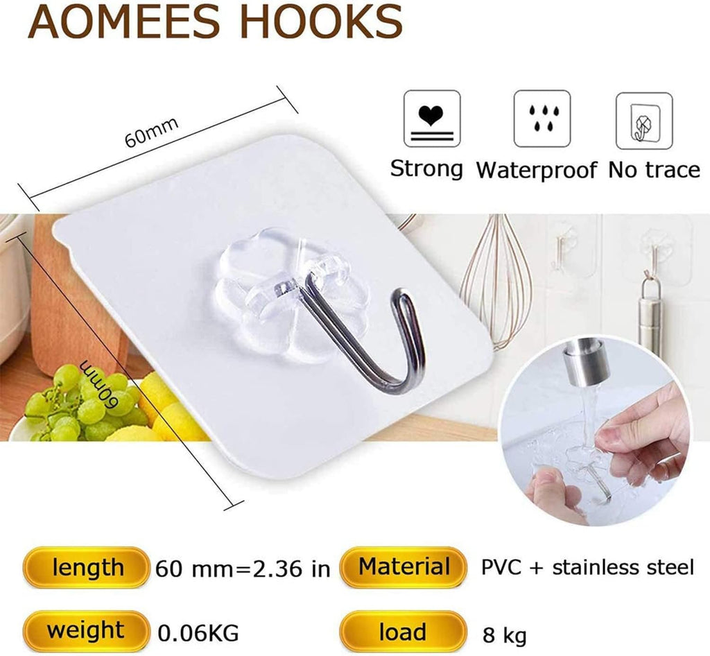 Adhesive Hooks Heavy Duty Wall Hooks 20 Pack