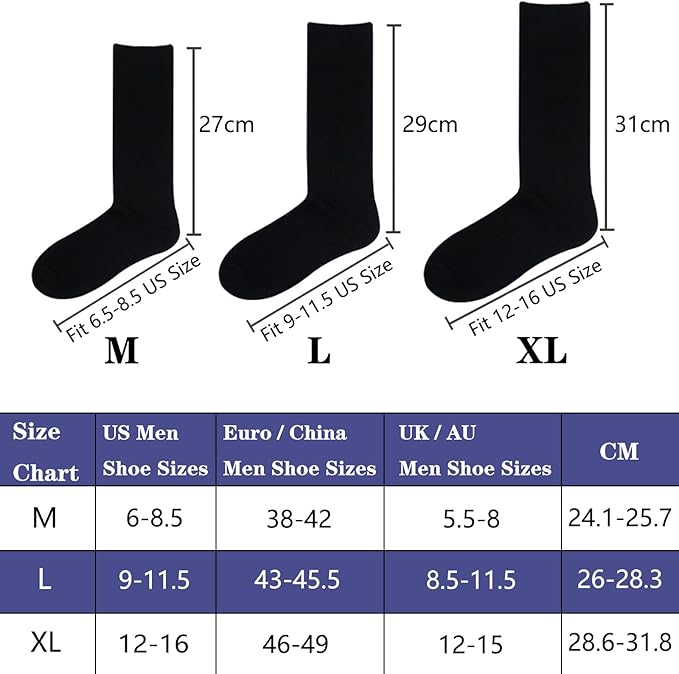 Mens Dress Socks Cotton Business Formal Soft Breathable Athletic Socks