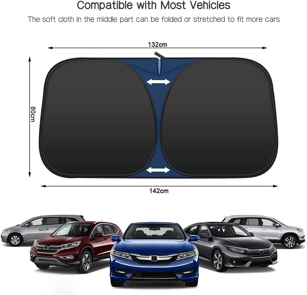 Rescien Foldable Car Windshield Sunshade Front Window Blocks UV Rays