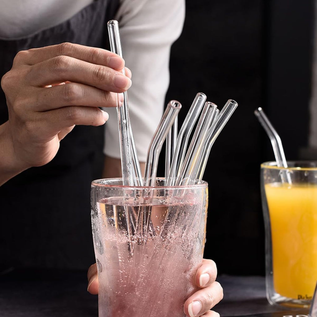 ECVV Glass Transparent Straw Set Healthy Eco Friendly