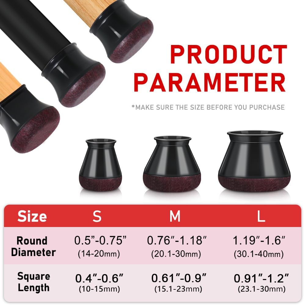 PISAO Chair Leg Floor Protectors Silicone Caps Covers
