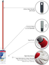 Load image into Gallery viewer, Vileda Classic Cotton Floor Mop Super Absorbent Red