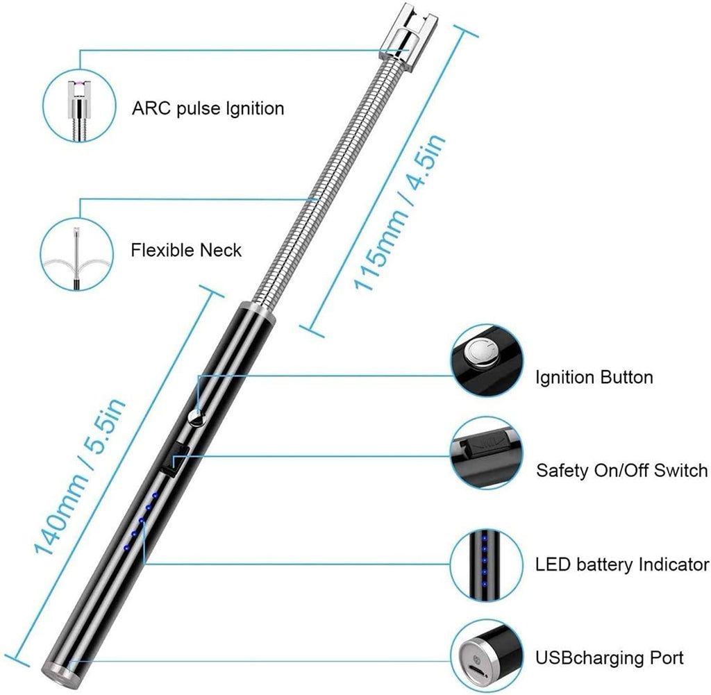 Electric Arc Lighter Plasma Flameless Windproof USB Rechargeable