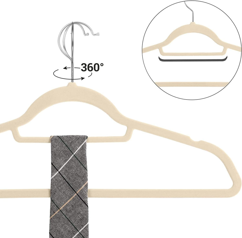 Red Dot Gift Beige Non Slip Velvet Hangers With Rotatable Hook