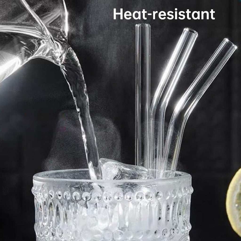 ECVV Glass Transparent Straw Set Healthy Eco Friendly