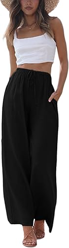 Women's Cotton Linen Summer Palazzo Pants Wide Leg