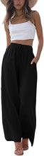 Load image into Gallery viewer, Women&#39;s Cotton Linen Summer Palazzo Pants Wide Leg