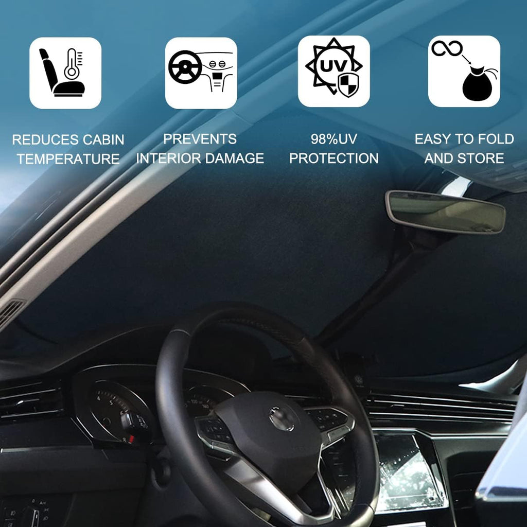 Car Windshield Sun Shade with Storage Pouch Foldable