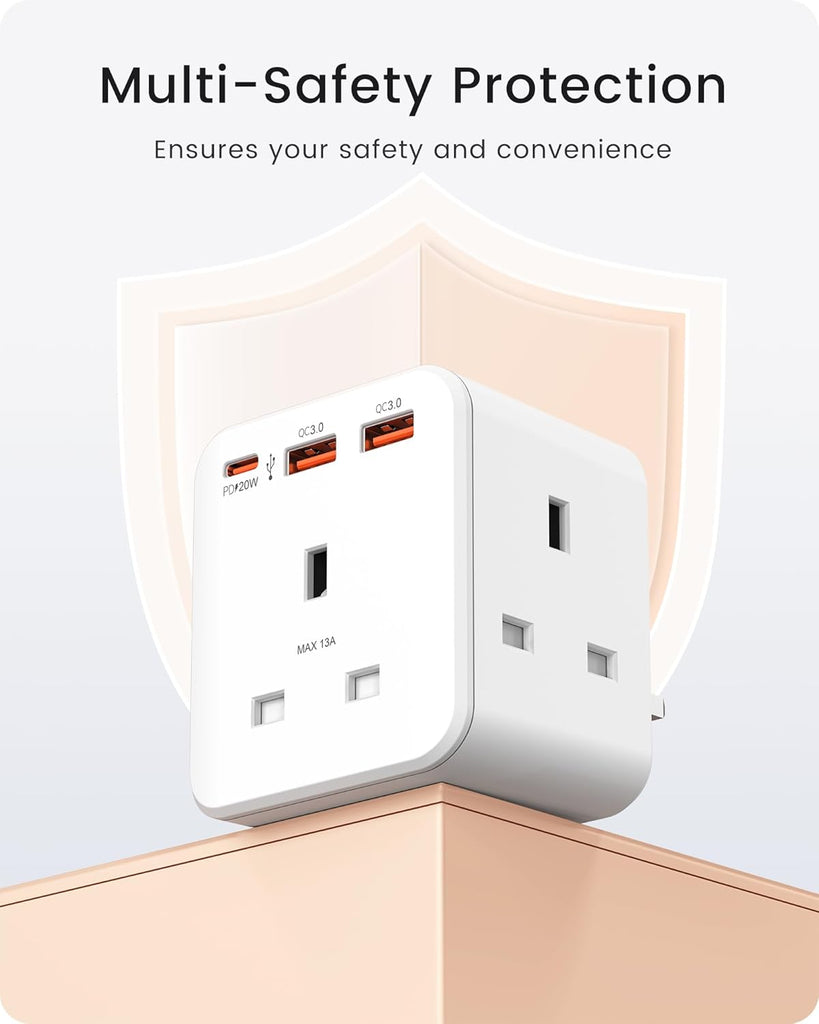 LENCENT Multi Plug Extension 3 Way Socket Adapter