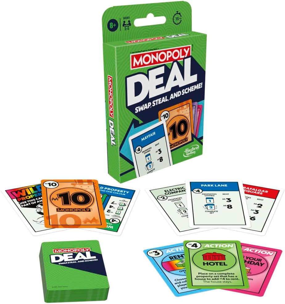 Monopoly Deal Card Game Quick Fun for Families Ages 8 Up