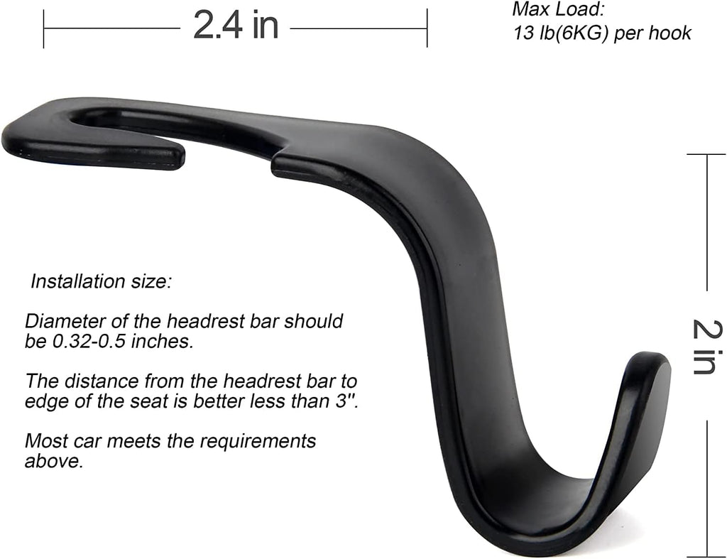 Universal Vehicle Backseat Headrest Hanger Storage Organizer