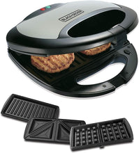 Load image into Gallery viewer, Black Decker Sandwich Maker Grill Waffle Non Stick
