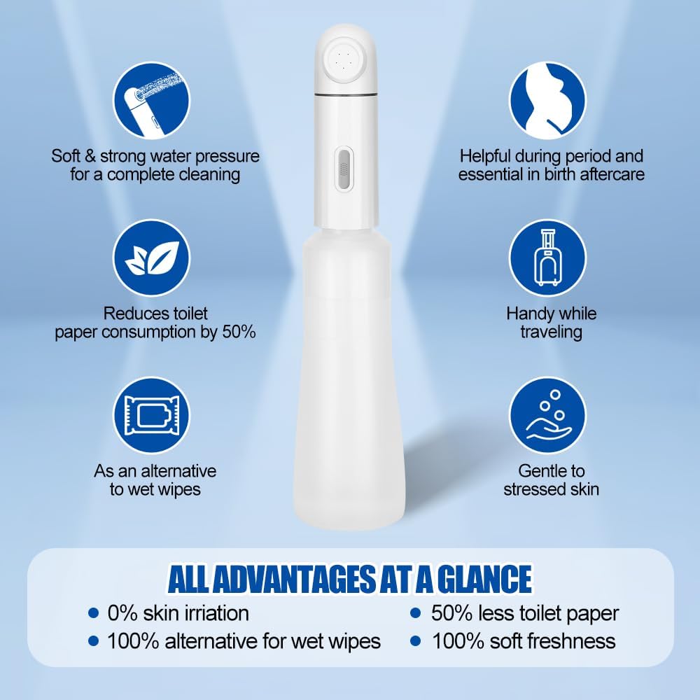 Portable Bidet With Reservoir High Pressure USB Rechargeable Handheld Travel Bidet