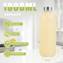 Load image into Gallery viewer, Clear Glass Bottles with Lids 32oz 3 Pack Reusable
