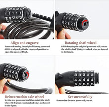 Load image into Gallery viewer, Bike Lock Cable 1 2pcs 1 2M 5 Digit Code Bicycle Lock