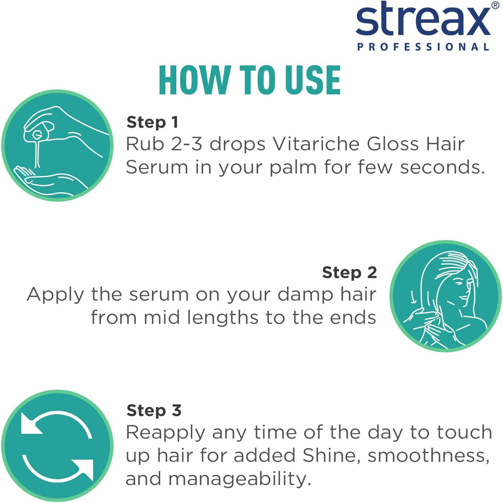 Streax Professional Vitariche Gloss Hair Serum for Women and Men