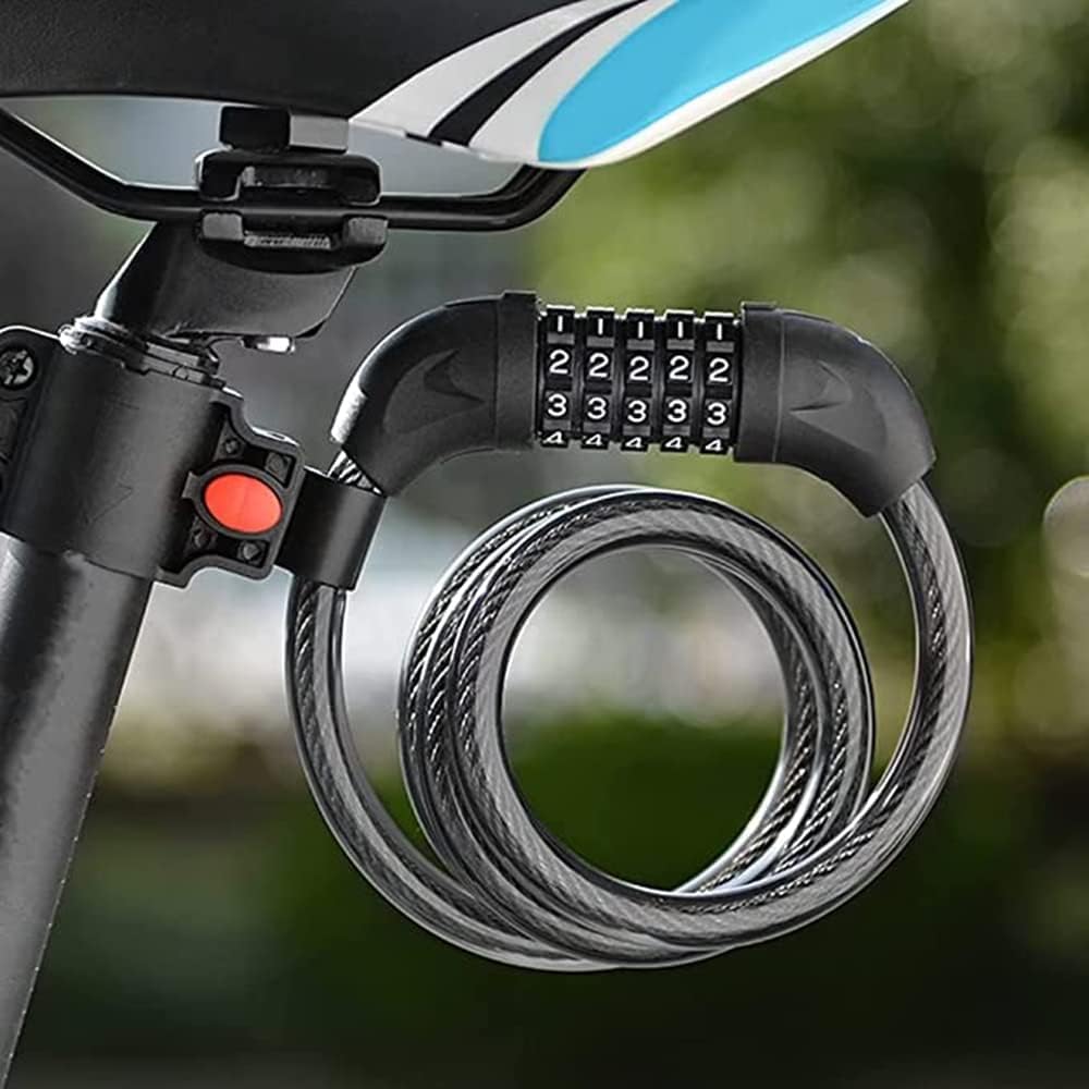 Bike Lock Cable 1 2pcs 1 2M 5 Digit Code Bicycle Lock