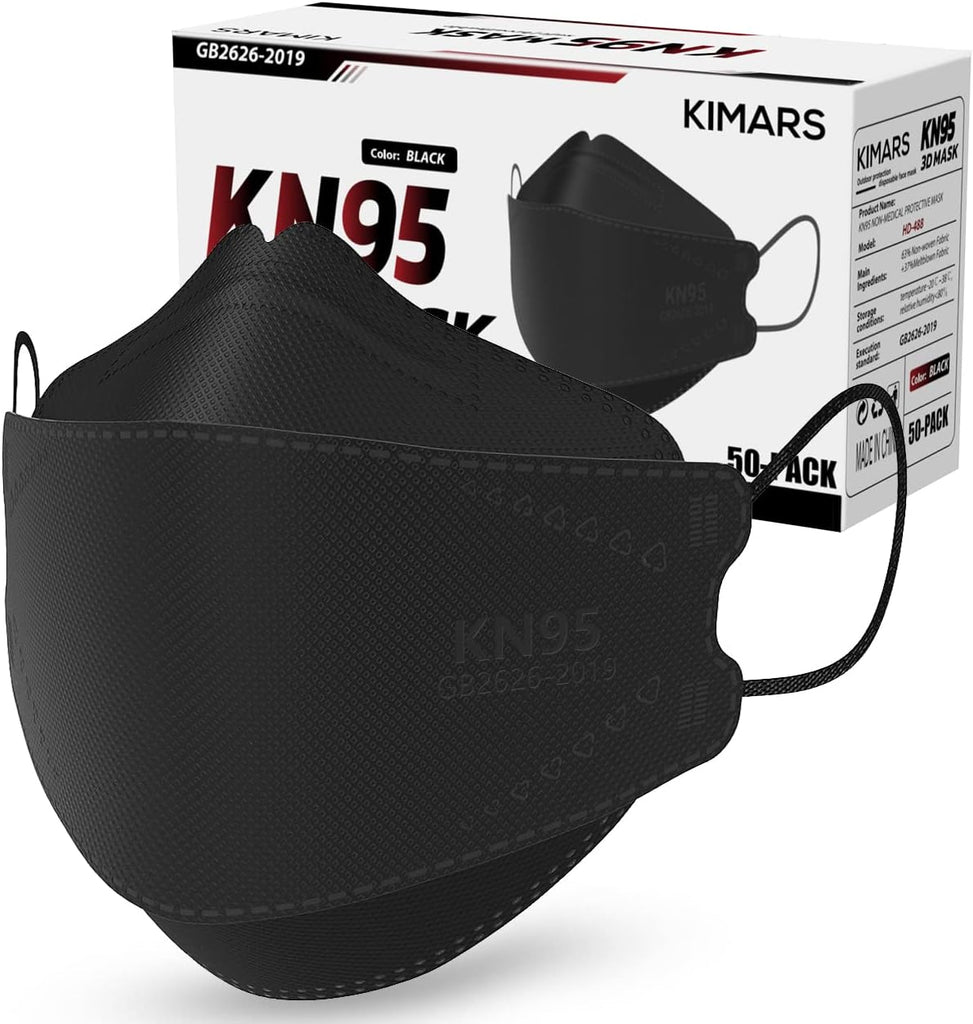 KIMARS HD Face Mask Adult Black 50 Count Unisex