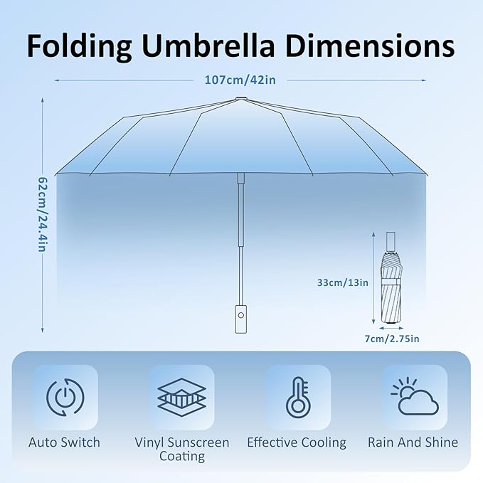 Auto Folding Umbrella with UPF50 and Waterproof
